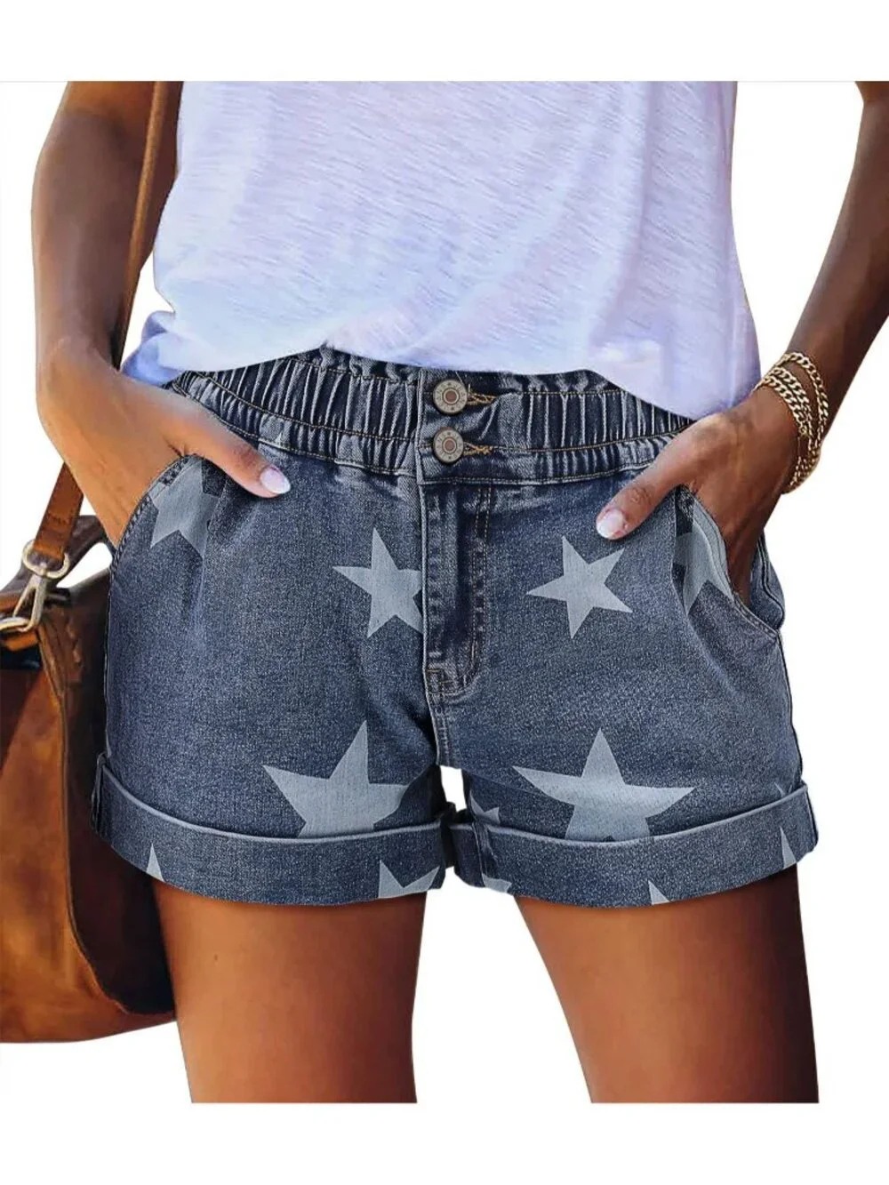Women's Blue Summer Comfortable Stretchy Denim Casual Hot Short Jort Jeans